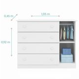 Jogo De Quarto Infantil Lívia Com Guarda Roupa E Cômoda Branco - Phoenix Baby Branco