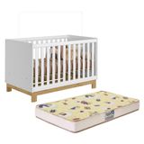 Berço Mini Cama Q Encanto Slim Branco Acetinado Com Colchão Supreme - Qmovi Branco Acetinado
