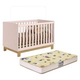 Berço Mini Cama Q Encanto Slim Rosa Acetinado Com Colchão Supreme - Qmovi Rosa Acetinado