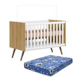 Berço Mini Cama Q Encanto Retrô Freijó-branco Acetinado Com Colchão Baby Physical - Qmovi Freijó-branco Acetinado