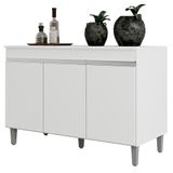 Balcão Pia Manu 120cm Branco Com Tampo Mdp - Ajl Móveis Branco