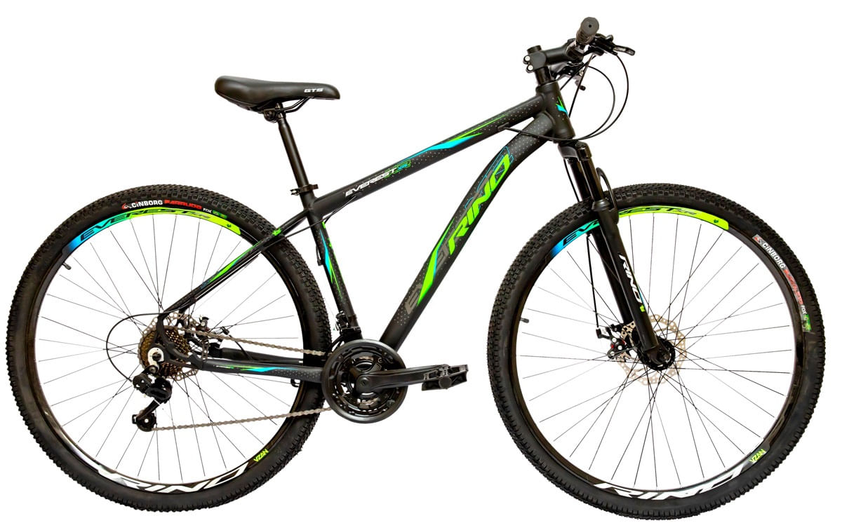 Bicicleta aro 29 Rino Everest a Disco 21v Cambios Index - Azul/Verde - 17