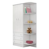 Guarda Roupa Infantil 2 Portas E 3 Gavetas Doce Sonho Branco Com Nicho - Qmovi Branco