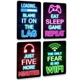 Decoração De Parede Para Jogos Drsoum Video Gamer Room For Boys, Conjunto De 4