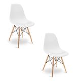 Cadeira Sala De Jantar Kit2 Eiffel Eames Base Madeira Branco F02 - D&#39;rossi