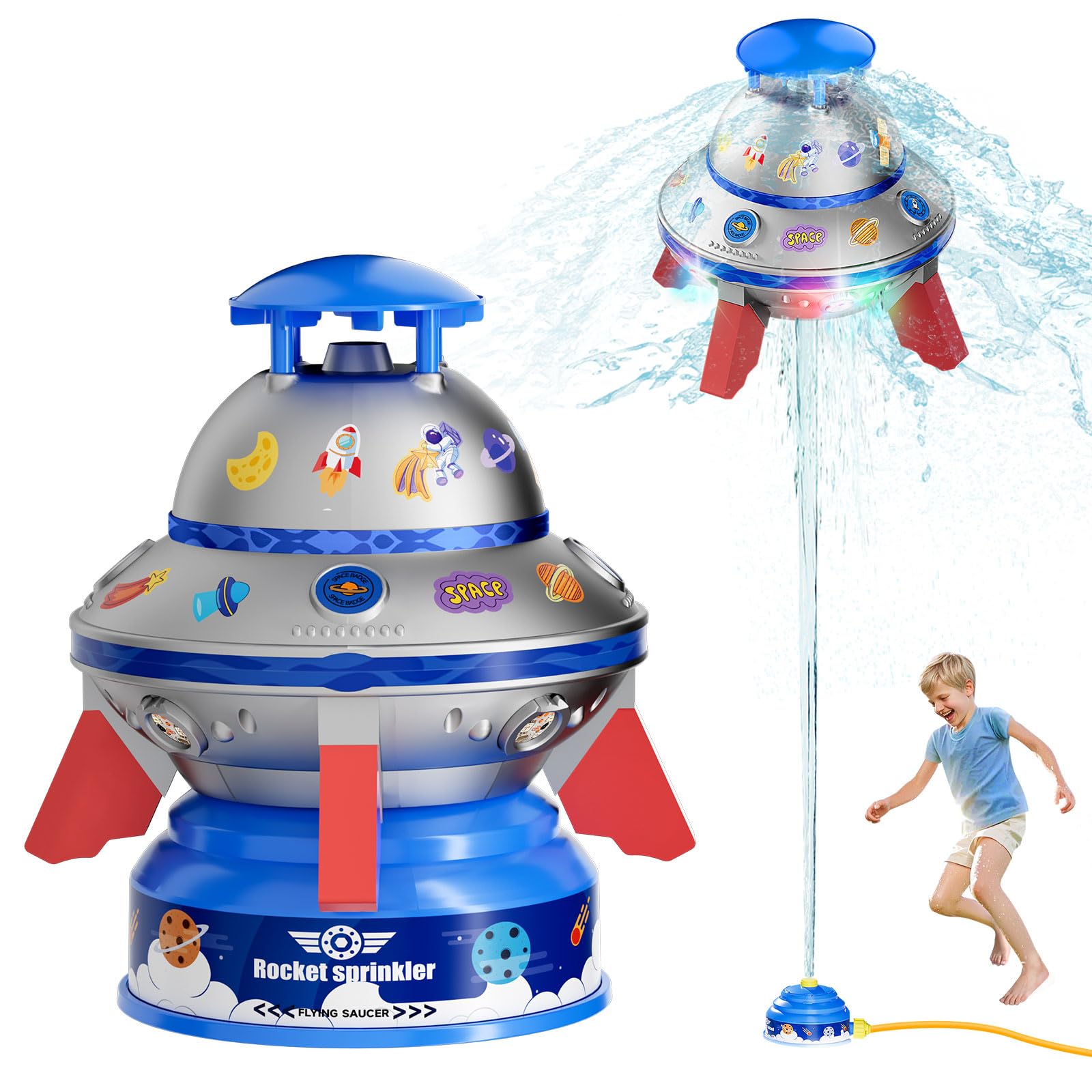 Water Sprinkler Toy Ss Summer Ufo Rocket Para Crianças Com Led