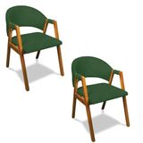 Cadeira Sala De Jantar Em Madeira Kit 2 Yara Suede Verde D03 - D&#39;rossi