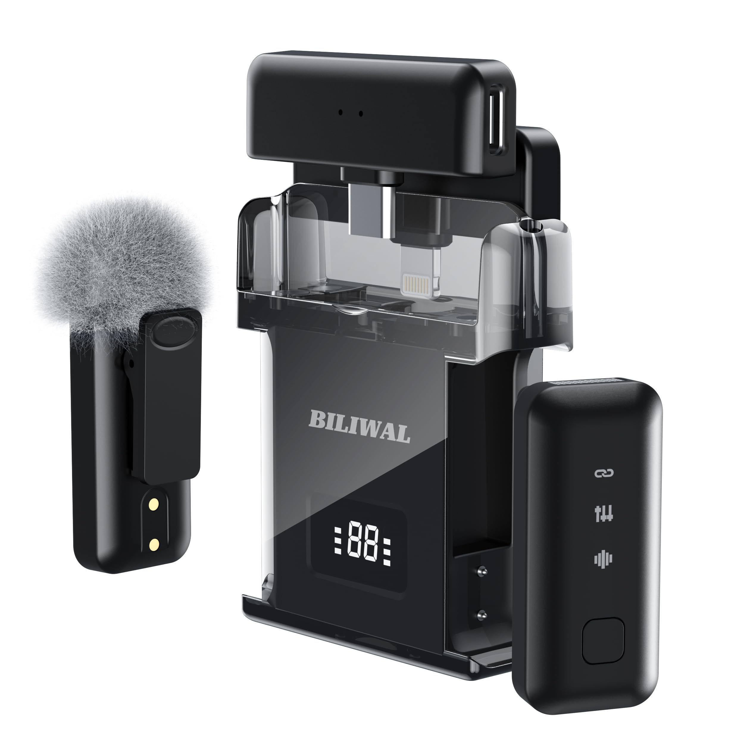 Microfone De Lapela Sem Fio Biliwal Para Iphone/android/laptop