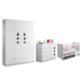 Dormitório Infantil Lívia Guarda Roupa, Cômoda E Berço Tico Branco - Phoenix Baby Branco