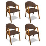 Cadeira Sala De Jantar Em Madeira Kit 4 Yara Suede Marrom D03 - D&#39;rossi