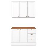 Armario Aereo E Balcao 120cm Ce169 Americana Branco Nature Henn