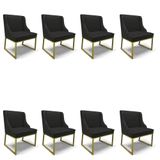Cadeira Sala De Jantar Industrial Dourado Kit 8 Liz Sintético Pto D03 - D&#39;rossi