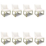 Cadeira Sala De Jantar Industrial Dourado Kit 8 Liz Sintético Bco D03 - D&#39;rossi