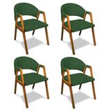 Cadeira Sala De Jantar Em Madeira Kit 4 Yara Suede Verde D03 - D&#39;rossi