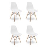 Cadeira Sala De Jantar Kit4 Eiffel Eames Base Madeira Branco F02 - D&#39;rossi
