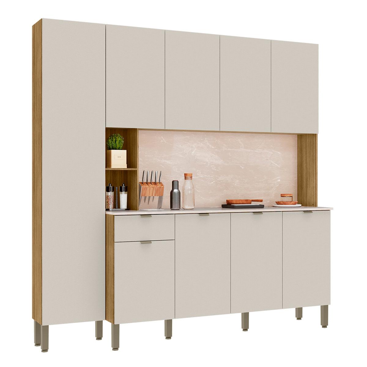 Armário De Cozinha Pulse 9 Portas E 1 Gaveta Freijo/soft