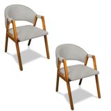Cadeira Sala De Jantar Em Madeira Kit 2 Yara Suede Cinza D03 - D&#39;rossi