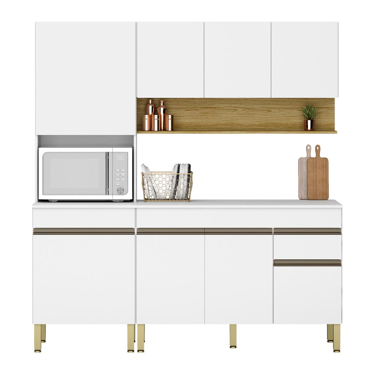 Conjunto De Armarios Modulados Line Com 8 Portas E 1 Gaveta Supremo/freijo