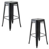 Banqueta De Cozinha Alta Industrial Em Aço Kit 2 Iron Preto R02 - D&#39;rossi