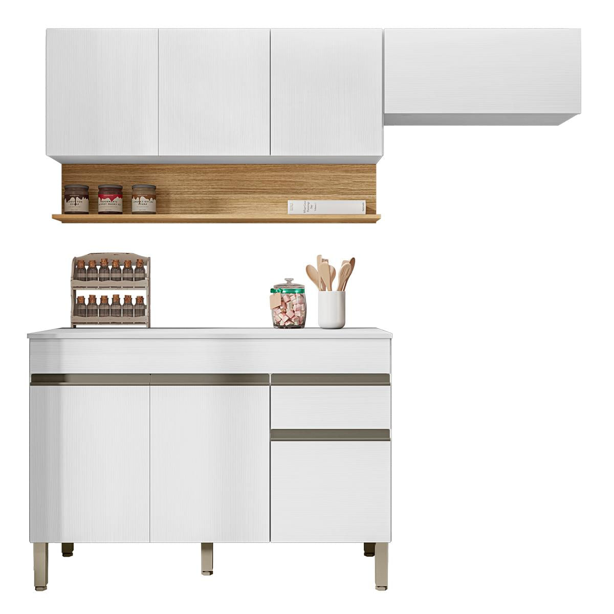 Conjunto De Armarios Modulados Line Com 7 Portas E 1 Gaveta Supremo/freijo