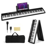 Teclado De Piano Portátil Dobrável Costzon De 88 Teclas Elétrico Preto