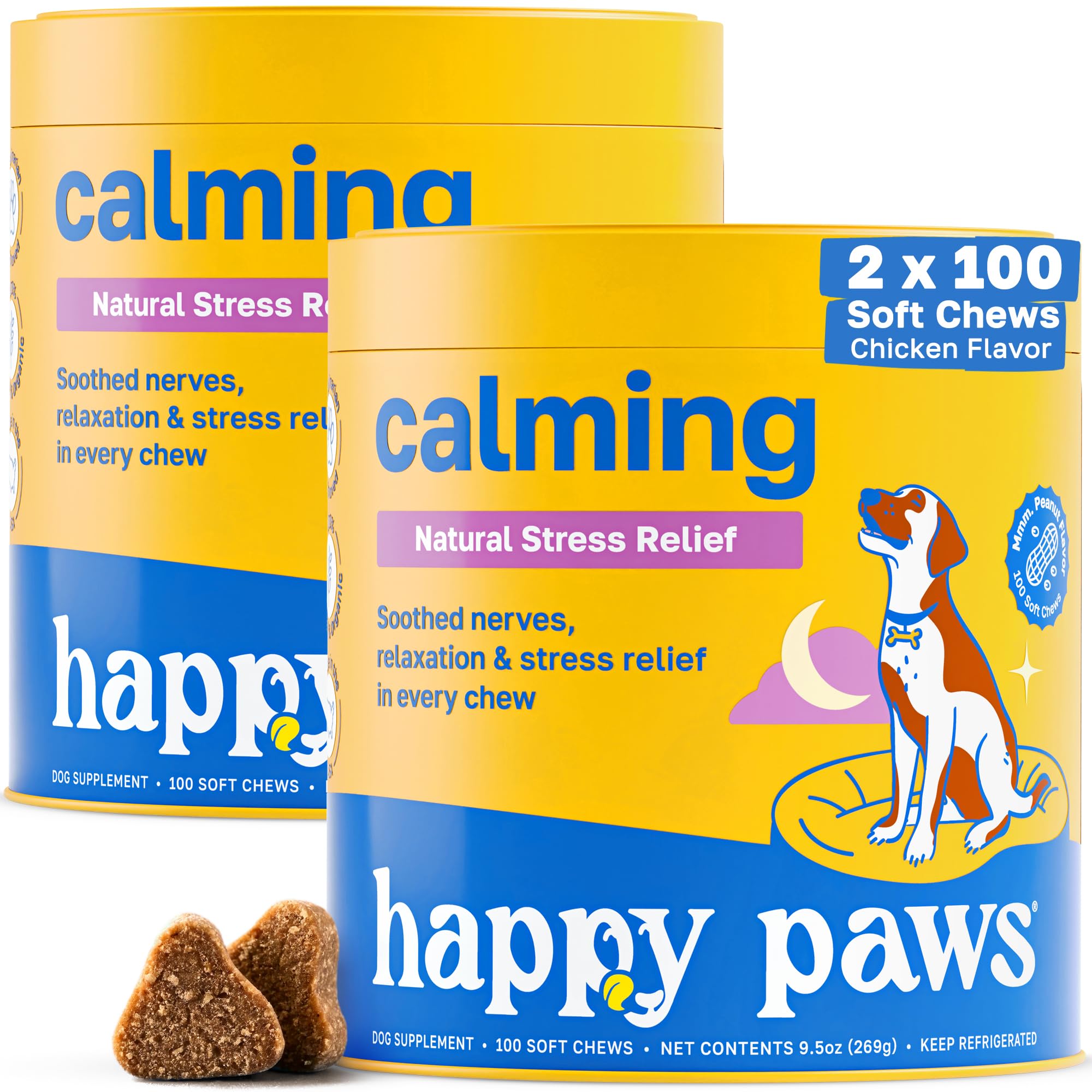 Calming Chews Happy Paws Para Cães Com Camomila E Flor De Maracujá