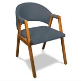 Cadeira Sala De Jantar Em Madeira Yara Suede Azul Marinho D03 - D&#39;rossi