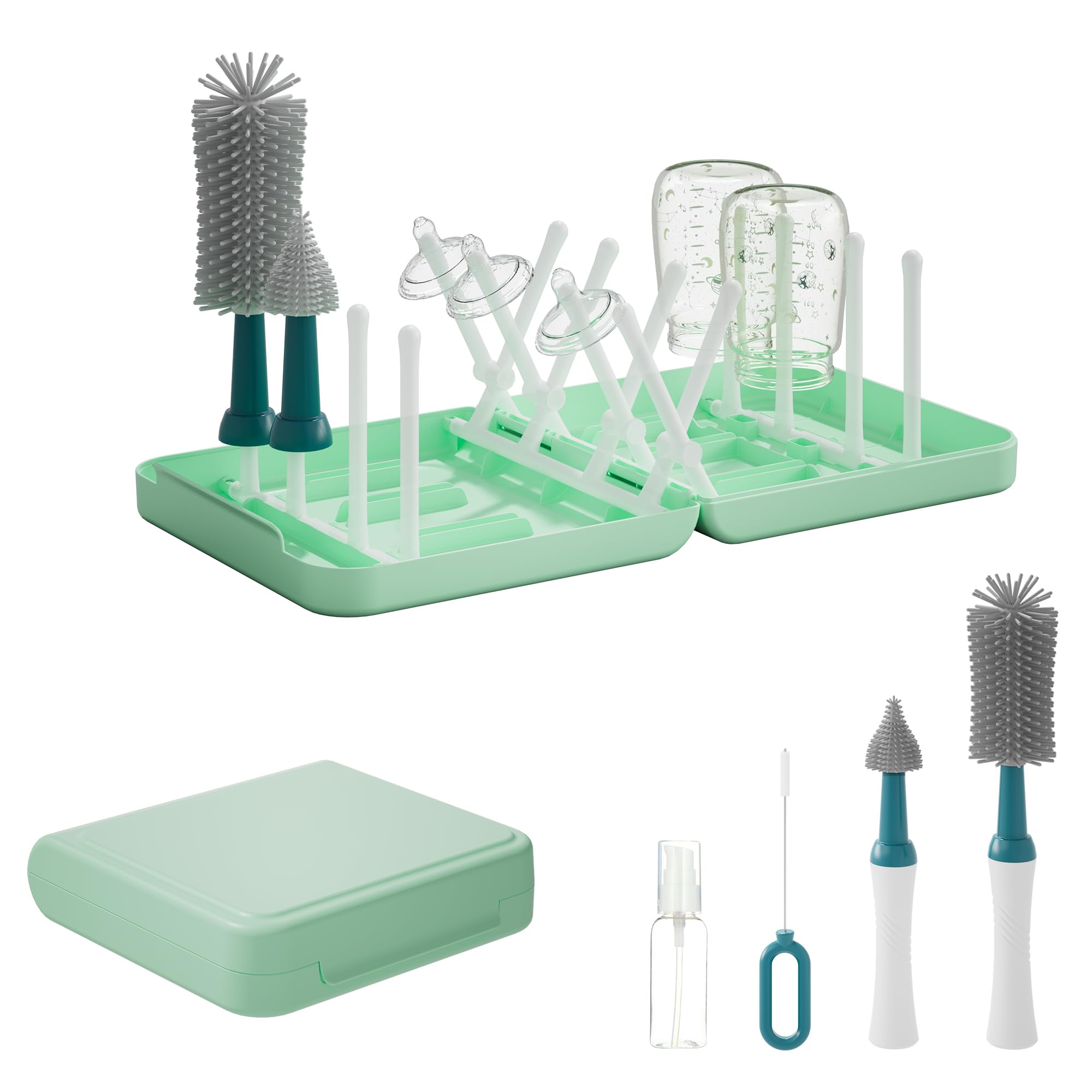 Conjunto De Escovas Para Mamadeiras Whnl Portable Com Dispensador De Sabonete E Prateleira