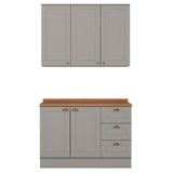 Armario Aereo E Balcao 120cm Ce169 Americana Cinza Nature Henn
