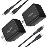Carregador Zeitnah 45w Usb-c Pd3.0 Pps Fast Charge, Pacote Com 2 Unidades Com Cabo