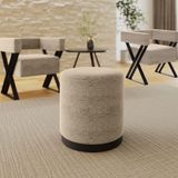 Kit 2 Poltrona E Puff Decorativo Ravena Estilo Industrial Linho Bege