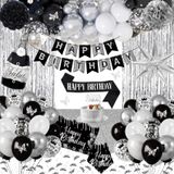 Decorações De Aniversário Weqtwl Black Silver Feliz Aniversário