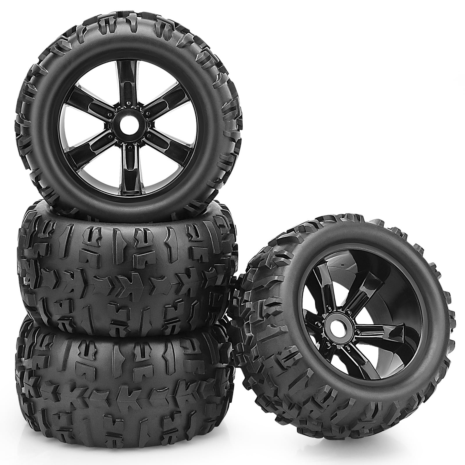 Conjunto De Rodas E Pneus Rc Daitoku 1/8 Monster Truck Para Traxxas