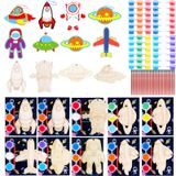 Kit De Pintura Jotiko Space Keychain Wood Arts, Pacote Com 24 Crianças De 3 A 8 Anos