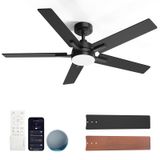 Ventilador De Teto Geinself 132 Cm Com Preto Claro Inteligente Com Controle Remoto Alexa