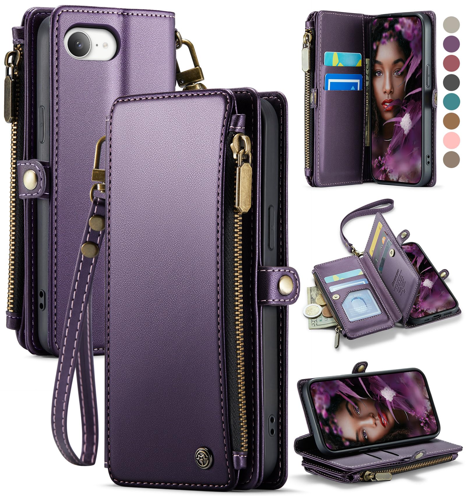 Capa De Celular Wallet Defencase Para Iphone 16e 2025 Roxa