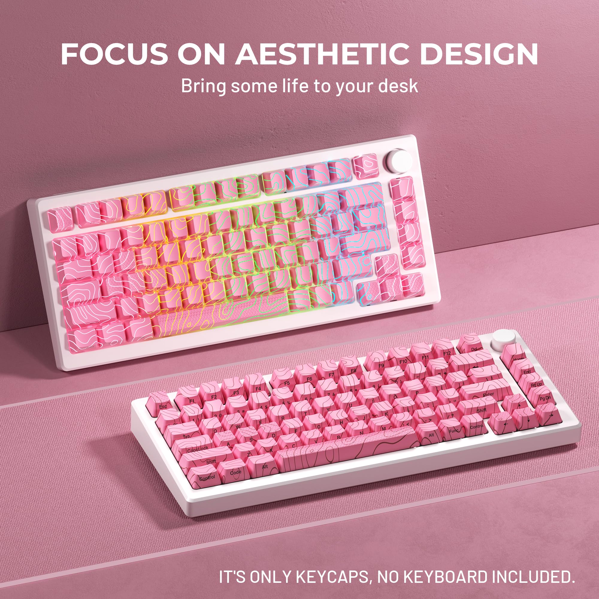 Keycaps Xvx Pink Topographic Shine Through Para Teclados De 60 A