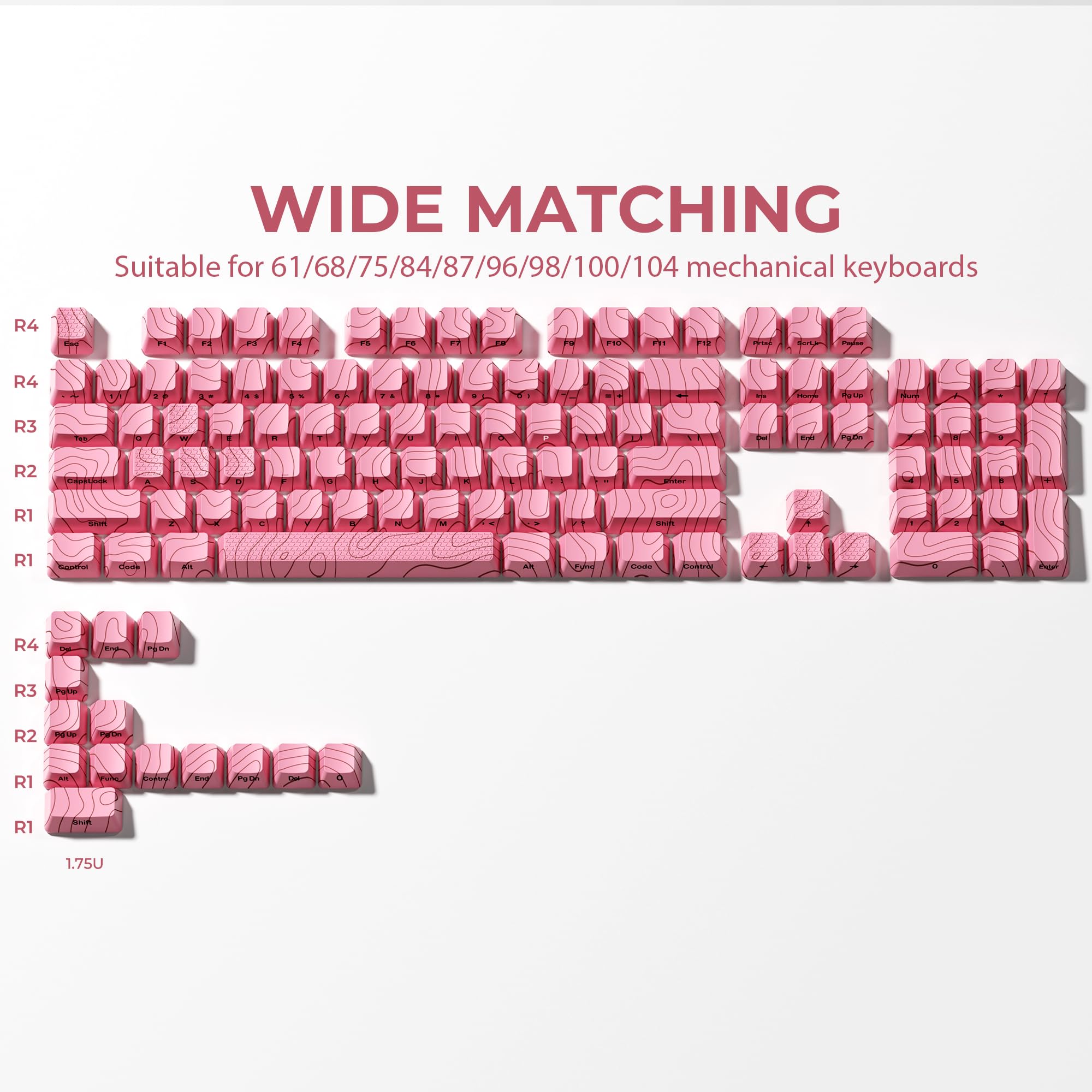 Keycaps Xvx Pink Topographic Shine Through Para Teclados De 60 A