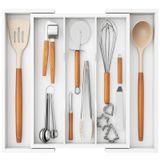 Organizador De Utensílios Lifewit Expansível De Bambu Branco Grande