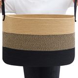 Cesta De Manta Vecelo De Corda Redonda Grande De Tecido (55x35cm) De Juta