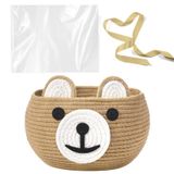 Cesta De Bebê Zopeal Bear, Corda De Algodão Tecida 26,7 X 21,6 Cm, Cáqui