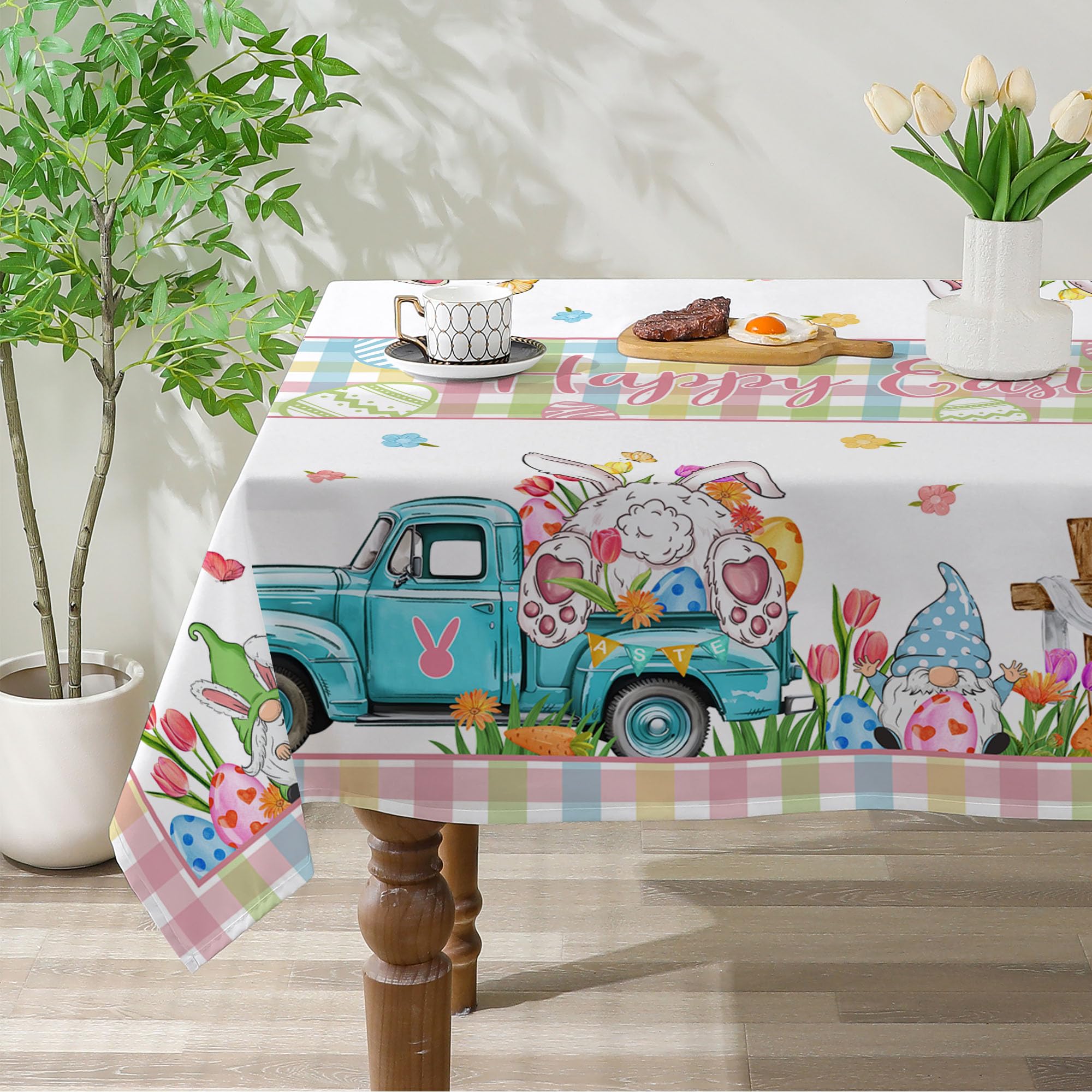 Toalha De Mesa Cusugbaso Easter 152x264cm Poliéster Bunny Tail