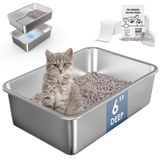 Caixa De Areia Paw Libero Em Aço Inoxidável Para Gatinhos 50l