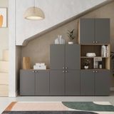 Estante Multiuso Livreiro 3 Módulos 10 Portas 2 Kit Prateleira Frame Cabecasa Madeiramadeira Acácia/grafite
