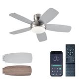 Ventilador De Teto Knun De 42 Polegadas Com Luz E Controle Remoto De Níquel