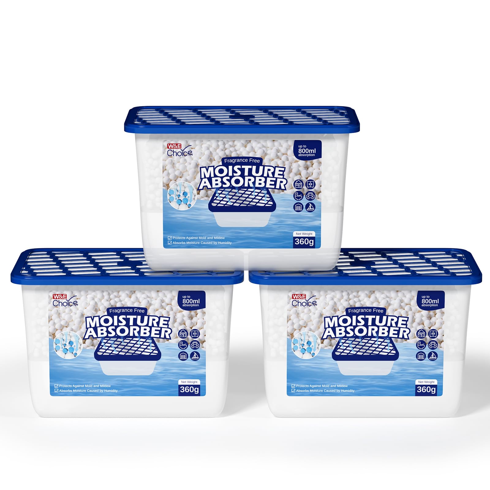 Absorvedor De Umidade W&amp;e Choice 375ml Portátil, Pacote Com 3