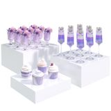 Acrílico Branco Buffet Risers Pitbvo Para Mesa De Buffet (3 Unidades)