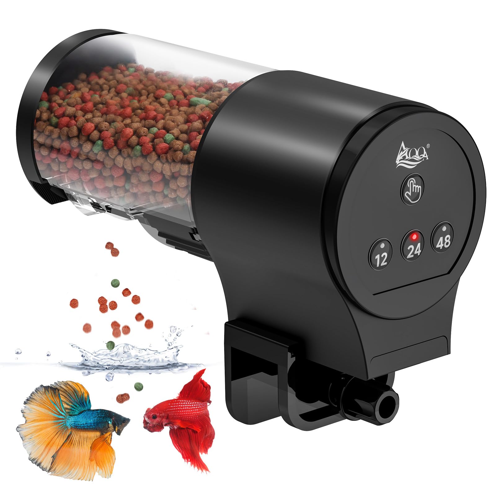 Alimentador Automático De Peixes Aqqa Com Capacidade De 110 Ml Com Temporizador 12/24/48h