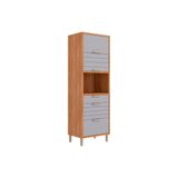 Paneleiro De Cozinha Modulado Eloise C/ 3 Portas Basculantes Riscadas 1 Nicho P/ Forno E 2 Gavetas 70 Cm Cinamomo/platina - Mgm