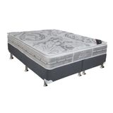 Cama Box King: Colchão Molas Pocket Ensacadas Castor Super Luxo Látex Slx + Base Crc Suede Gray (193x203)